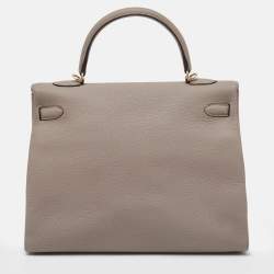 Hermes Gris Asphalt Togo Leather Gold Finish Kelly Retourne 35 Bag