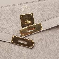 Hermes Gris Asphalt Togo Leather Gold Finish Kelly Retourne 35 Bag