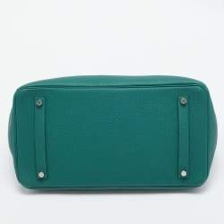 Hermes Malachite Togo Leather Palladium Finish Birkin 35 Bag