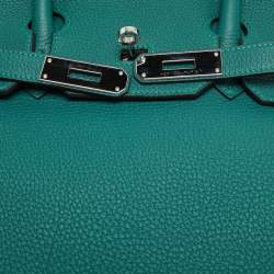 Hermes Malachite Togo Leather Palladium Finish Birkin 35 Bag