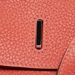 Hermes Rouge Pivoine Togo Leather Palladium Finish Birkin 35 Bag