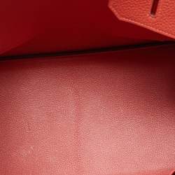 Hermes Rouge Pivoine Togo Leather Palladium Finish Birkin 35 Bag