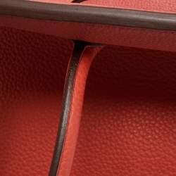 Hermes Rouge Pivoine Togo Leather Palladium Finish Birkin 35 Bag
