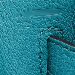Pre Owned Hermes Celeste Taurillon Clemence Leather Palladium Finish Kelly Retourne 32 Bag