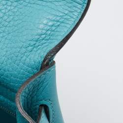 Pre Owned Hermes Celeste Taurillon Clemence Leather Palladium Finish Kelly Retourne 32 Bag