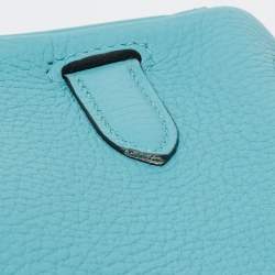 Pre Owned Hermes Celeste Taurillon Clemence Leather Palladium Finish Kelly Retourne 32 Bag