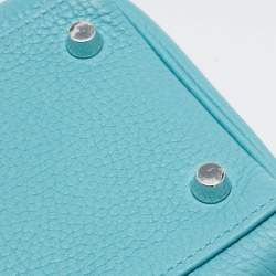 Pre Owned Hermes Celeste Taurillon Clemence Leather Palladium Finish Kelly Retourne 32 Bag