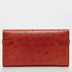 Hermes Sanguine Ostrich Kelly Longue Wallet