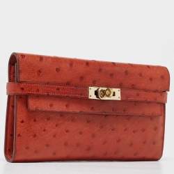 Hermes Sanguine Ostrich Kelly Longue Wallet