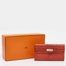 Hermes Sanguine Ostrich Kelly Longue Wallet