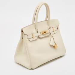 Hermes Craie Epsom Leather Gold Finish Birkin 30 Bag