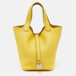 Hermes Jaune de Naples Taurillon Clemence Leather Picotin Lock 18 Bag