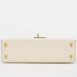 Pre Owned Hermes Nata Epsom Leather Gold Finish Mini Kelly II Sellier 20 Bag