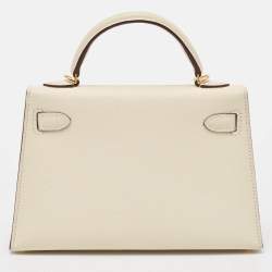 Pre Owned Hermes Nata Epsom Leather Gold Finish Mini Kelly II Sellier 20 Bag
