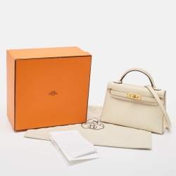 Pre Owned Hermes Nata Epsom Leather Gold Finish Mini Kelly II Sellier 20 Bag