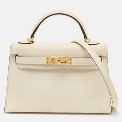 Pre Owned Hermes Nata Epsom Leather Gold Finish Mini Kelly II Sellier 20 Bag