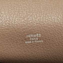 Pre Owned Hermes Etoupe Taurillon Clemence Leather Palladium Finish Jypsiere 28 Bag