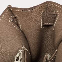 Pre Owned Hermes Etoupe Taurillon Clemence Leather Palladium Finish Jypsiere 28 Bag