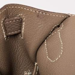 Pre Owned Hermes Etoupe Taurillon Clemence Leather Palladium Finish Jypsiere 28 Bag