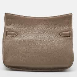 Pre Owned Hermes Etoupe Taurillon Clemence Leather Palladium Finish Jypsiere 28 Bag