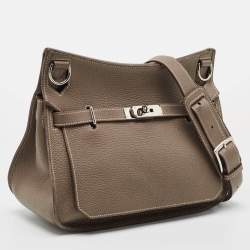 Pre Owned Hermes Etoupe Taurillon Clemence Leather Palladium Finish Jypsiere 28 Bag