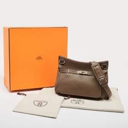 Pre Owned Hermes Etoupe Taurillon Clemence Leather Palladium Finish Jypsiere 28 Bag