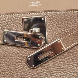 Pre Owned Hermes Etoupe Taurillon Clemence Leather Palladium Finish Jypsiere 28 Bag