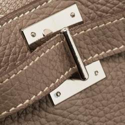 Pre Owned Hermes Etoupe Taurillon Clemence Leather Palladium Finish Jypsiere 28 Bag