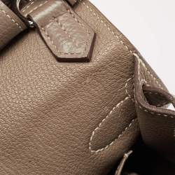 Pre Owned Hermes Etoupe Taurillon Clemence Leather Palladium Finish Jypsiere 28 Bag