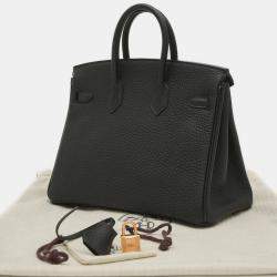 Hermes Black Rose Togo Birkin 25 Handbag