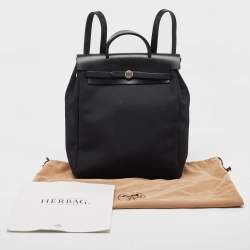 Hermes Noir Canvas and Leather Herbag PM 2-In-1 Backpack