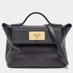 Hermes Noir Swift Leather Gold Finish 24/24 21 Bag 