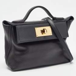 Hermes Noir Swift Leather Gold Finish 24/24 21 Bag 