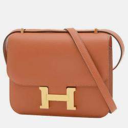 Hermes Rose Jaipur Evercolor Leather Constance 18 Shoulder Bag