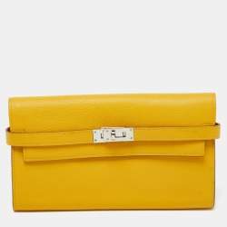 Hermes Jaune Epsom Leather Kelly Longue Wallet