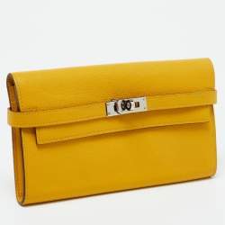 Hermes Jaune Epsom Leather Kelly Longue Wallet