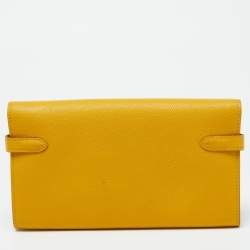 Hermes Jaune Epsom Leather Kelly Longue Wallet
