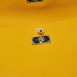 Hermes Jaune Epsom Leather Kelly Longue Wallet