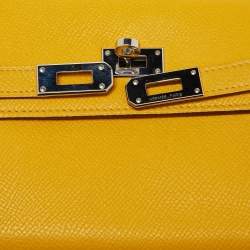 Hermes Jaune Epsom Leather Kelly Longue Wallet