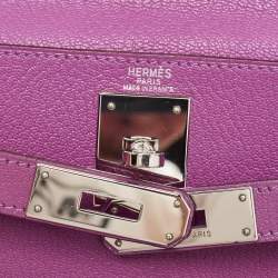 Hermes Cyclamen Chevre Mysore Leather Palladium Finish Kelly Retourne 28 Bag