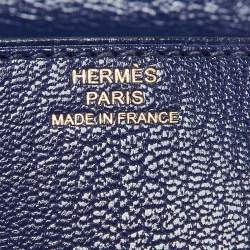 Pre Owned Hermes Blue Encre Chevre Chamkila Leather Cinhetic To Go Shoulder Bag
