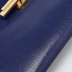 Pre Owned Hermes Blue Encre Chevre Chamkila Leather Cinhetic To Go Shoulder Bag