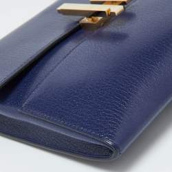 Pre Owned Hermes Blue Encre Chevre Chamkila Leather Cinhetic To Go Shoulder Bag