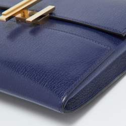 Pre Owned Hermes Blue Encre Chevre Chamkila Leather Cinhetic To Go Shoulder Bag