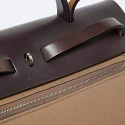 Pre Owned Hermès Ebene/Etain Canvas and Leather Herbag Zip 31 Bag