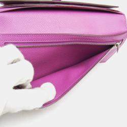 Hermes Purple Epsom Leather Bearn Long Wallet