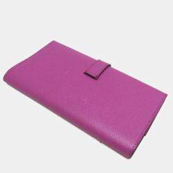 Hermes Purple Epsom Leather Bearn Long Wallet