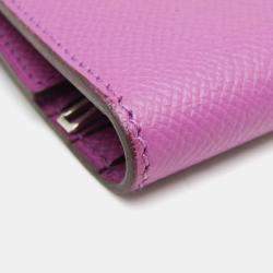 Hermes Purple Epsom Leather Bearn Long Wallet