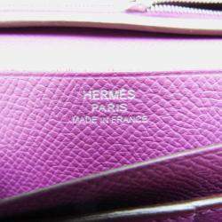 Hermes Purple Epsom Leather Bearn Long Wallet