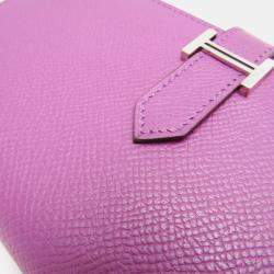 Hermes Purple Epsom Leather Bearn Long Wallet